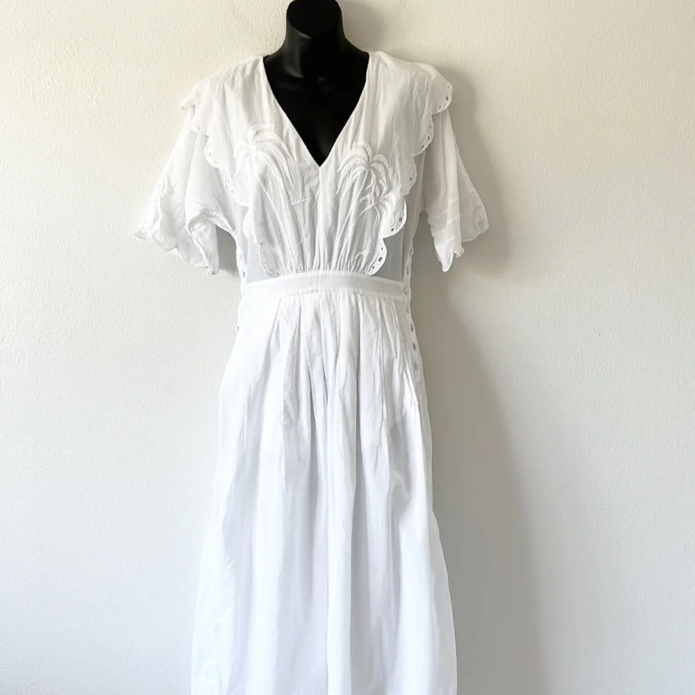 & Other Stories Palm Embroidered Scallop Dress - Picture 16 of 16